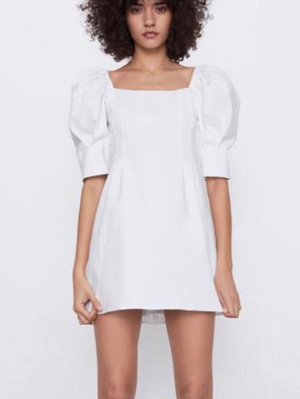 Zara White Puff Sleeve Mini Dress - Size M